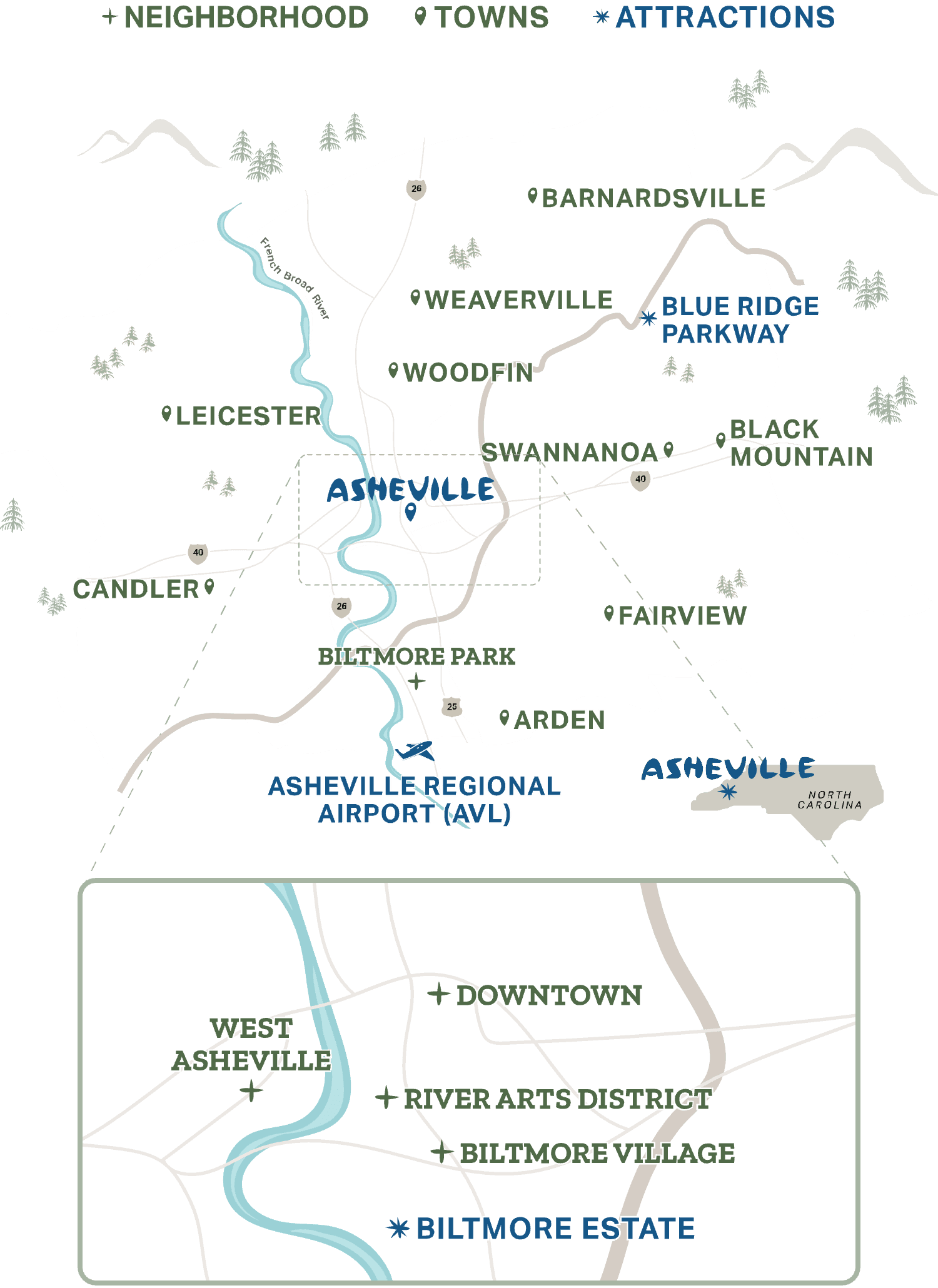 Map of Asheville