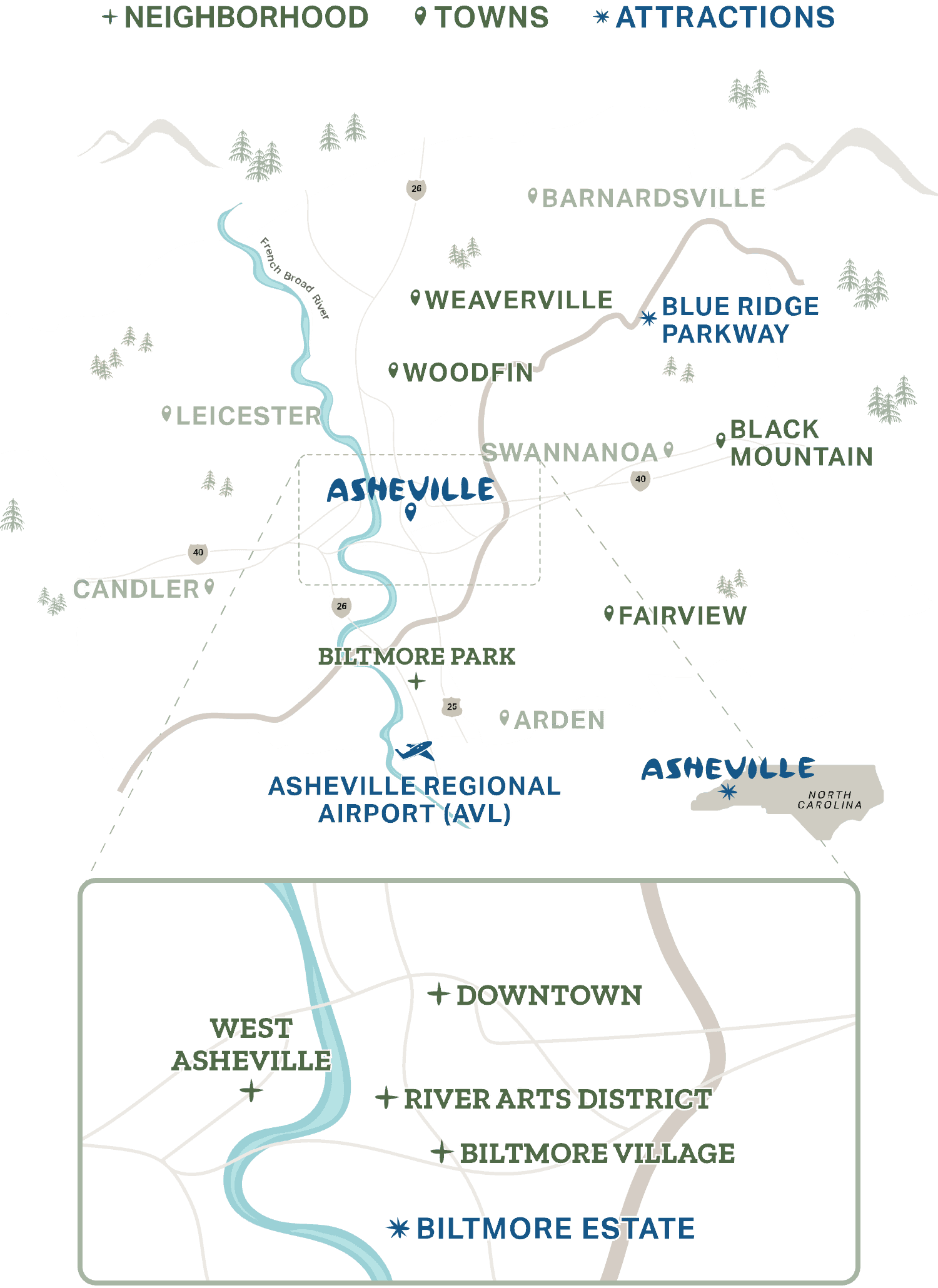 Map of Asheville