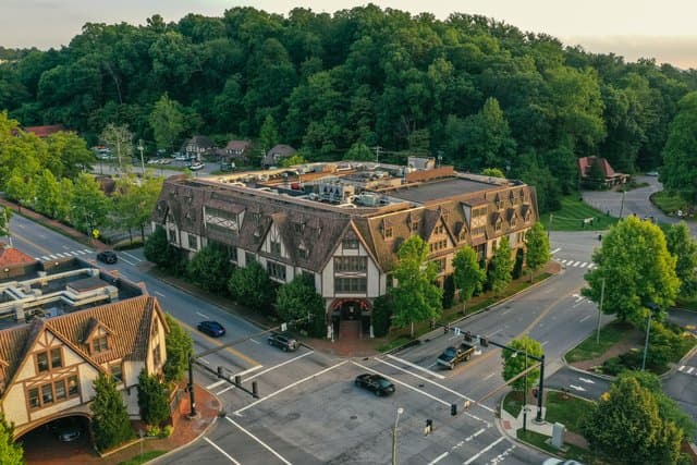 Aerial of hotel in Biltmore Village