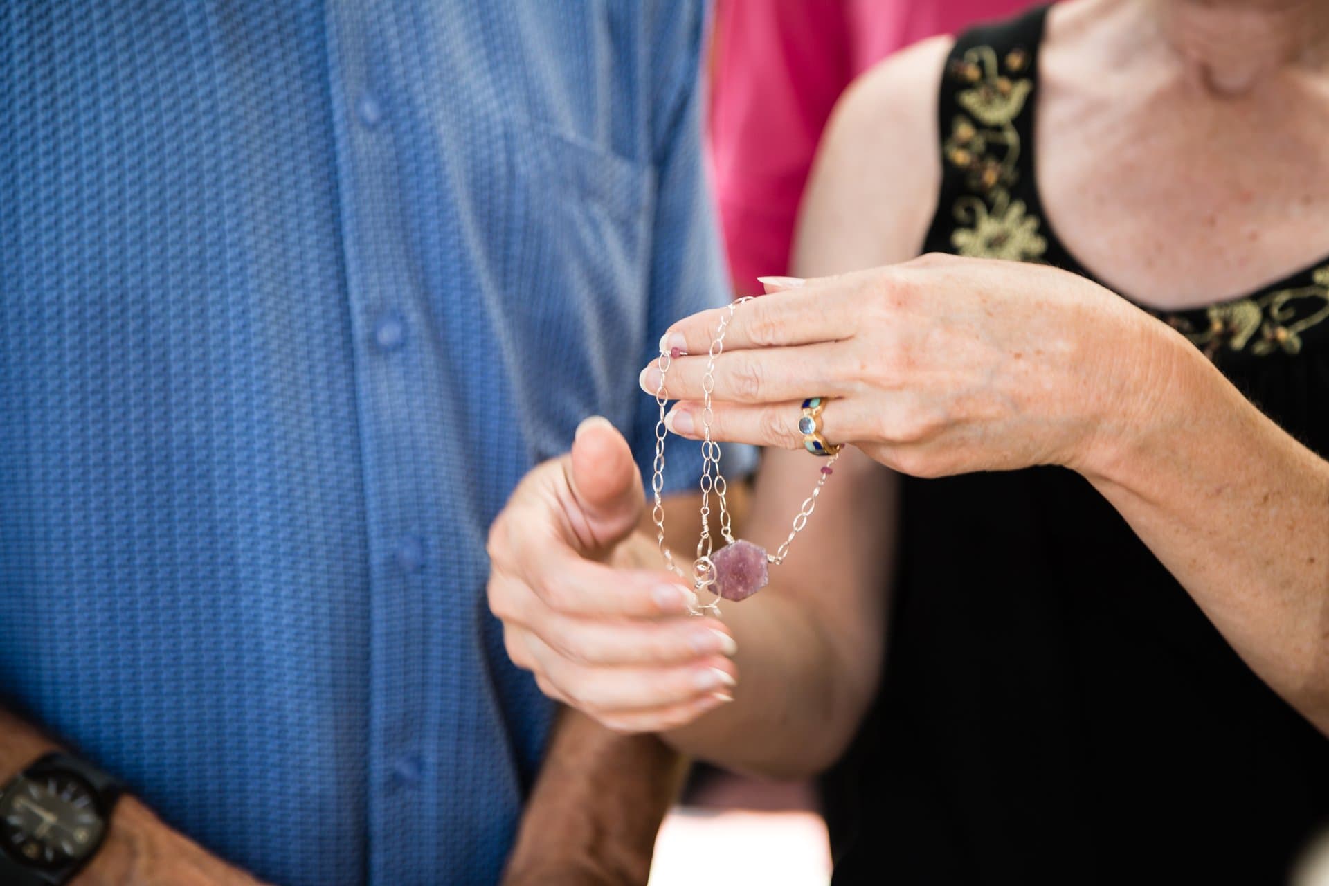 Jewelry shopping outside of Grove Arcade