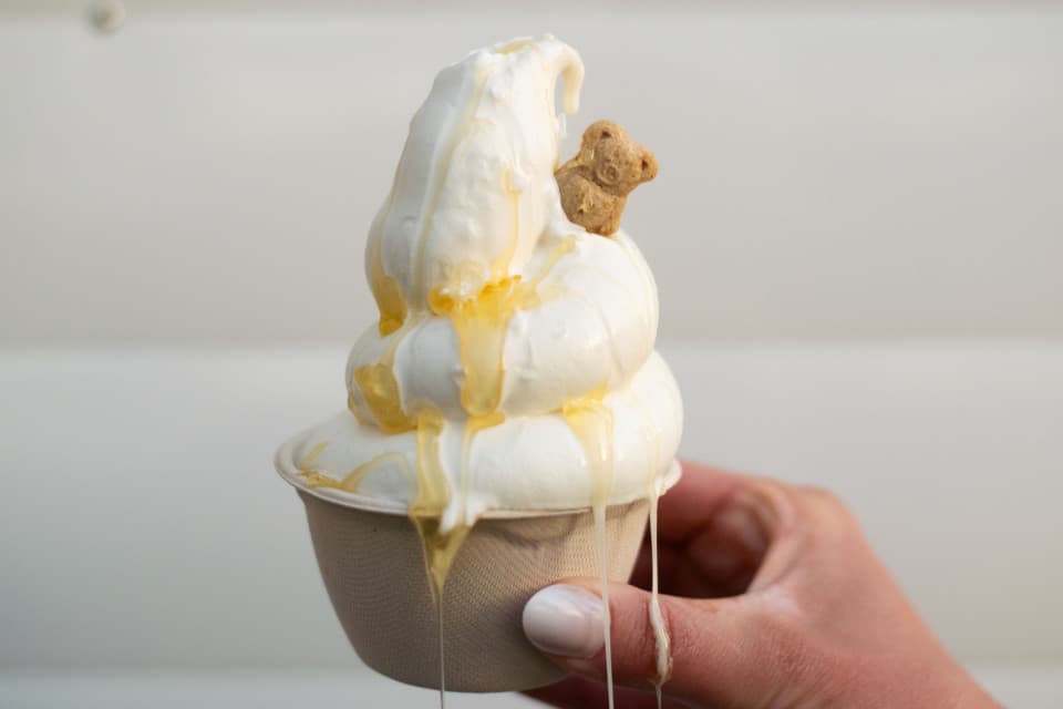 Blue Ridge Bear Sundae: Honey, sea salt flakes and a teddy graham! Blue Ridge Bear Sundae: Honey, sea salt flakes and a teddy graham!